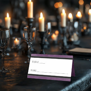 Gothic Black Raven & Black Roses Purple Wedding Place Card