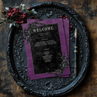 Gothic Black Raven & Black Roses Purple Wedding