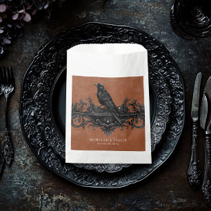Gothic Black Raven & Black Roses Rust Wedding Favor Bag