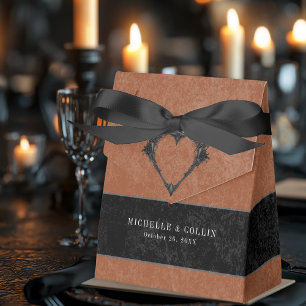 Gothic Black Raven & Black Roses Rust Wedding Favor Boxes