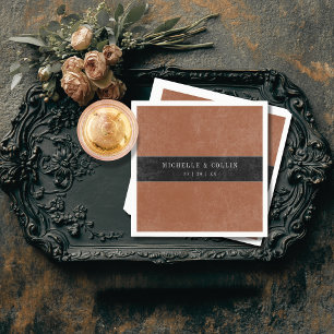 Gothic Black Raven & Black Roses Rust Wedding Napkins