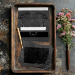 Gothic Black Raven & Black Roses Wedding Envelope<br><div class="desc">Transport your guests to a world of dark, enchanting elegance with our vintage gothic wedding invitation envelope. The deep, aged distressed charcoal black background sets the stage for a striking contrast. The front text area is adorned with an intertwining vine of black roses, which adds a touch of dramatic allure....</div>