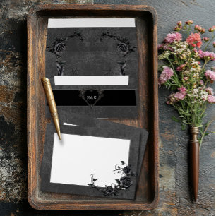 Gothic Black Raven & Black Roses Wedding Envelope