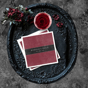 Gothic Black Raven & Black Roses Wine Wedding Napkins