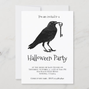Gothic Black Raven Halloween Party  Invitation