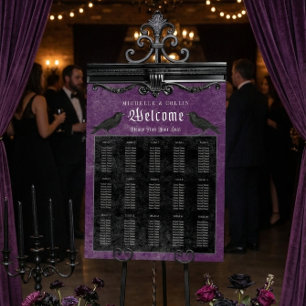 Gothic Black Raven & Roses Purple Wedding Seat Foam Board