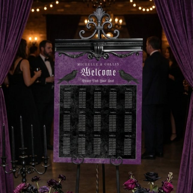Gothic Black Raven & Roses Purple Wedding Seat Foam Board (Creator Uploaded)