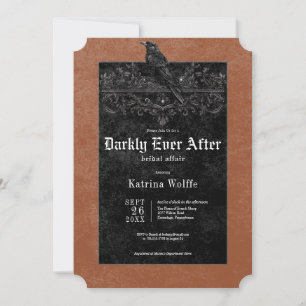 Gothic Black Raven & Roses Rust Bridal Shower Invitation