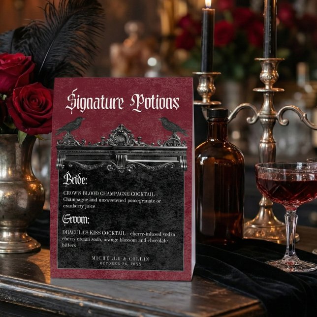 Gothic Black Raven Wine Darkly Ever After Drinks Paper Table Tent (Creator Uploaded)