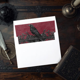 Gothic Black Raven Wine Darkly Ever After Wedding Envelope Liner