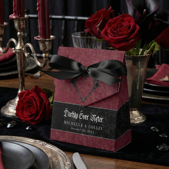 Gothic Black Raven Wine Darkly Ever After Wedding Favor Boxes (Creator Uploaded)