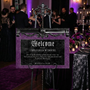 Gothic Black Ravens & Purple Unplugged Wedding Foam Board