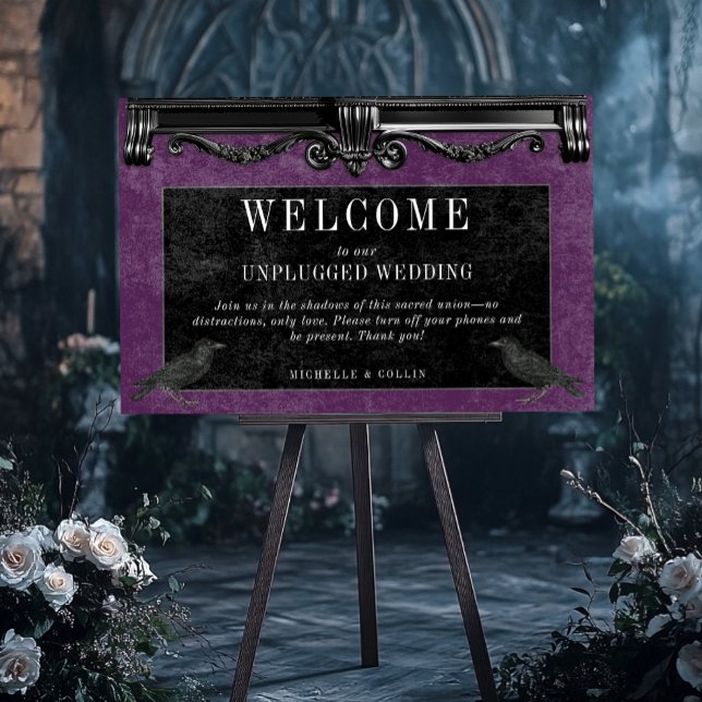 Gothic Black Ravens & Purple Unplugged Wedding Foam Board (Creator Uploaded)