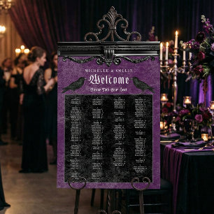Gothic Black Ravens & Purple Wedding Seating Chart Foam Board