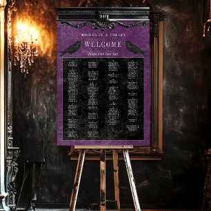Gothic Black Ravens & Purple Wedding Seating Chart Foam Board
