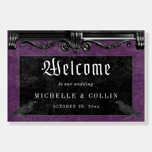 Gothic Black Ravens & Purple Welcome Wedding Foam Board