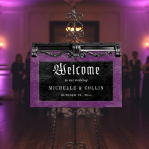 Gothic Black Ravens & Purple Welcome Wedding Foam Board