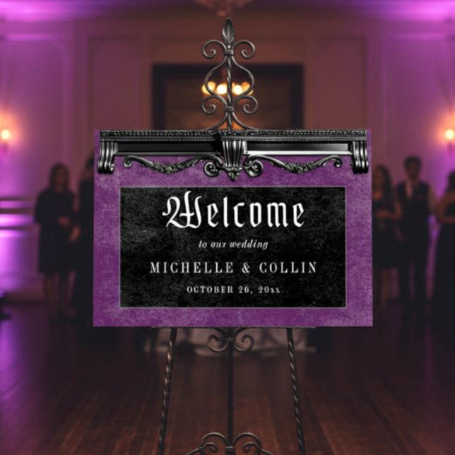 Gothic Black Ravens & Purple Welcome Wedding Foam Board (Creator Uploaded)