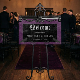 Gothic Black Ravens & Purple Welcome Wedding Foam Board