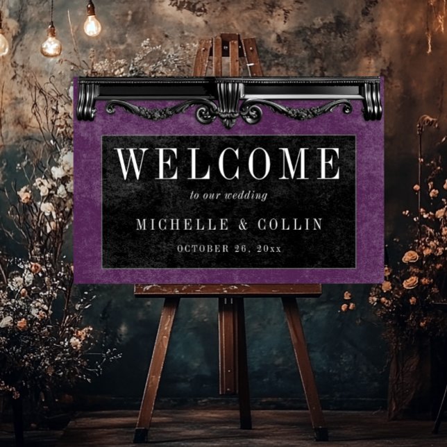 Gothic Black Ravens & Purple Welcome Wedding Foam Board (Gothic Black Ravens & Purple Welcome Wedding Foam Board)