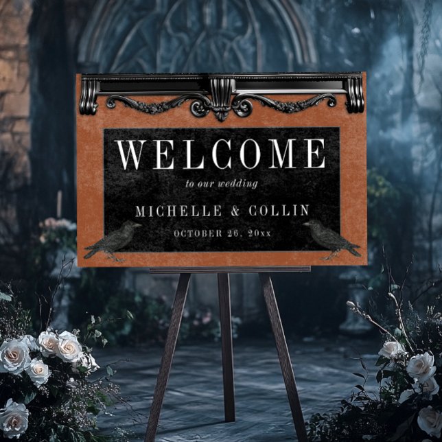 Gothic Black Ravens & Rust Welcome Wedding Foam Board (Gothic Black Ravens & Rust Welcome Wedding Foam Board)
