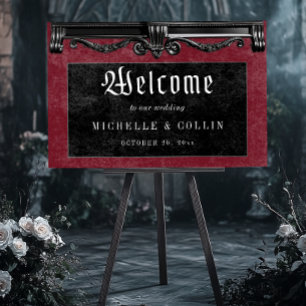 Gothic Black Ravens & Wine Welcome Wedding Foam Board