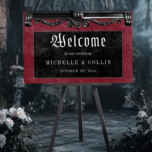 Gothic Black Ravens & Wine Welcome Wedding Foam Board (Creator Uploaded)