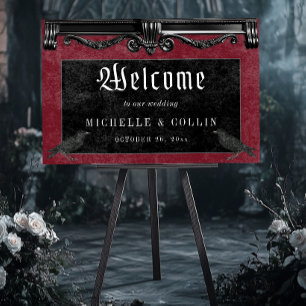Gothic Black Ravens & Wine Welcome Wedding Foam Board