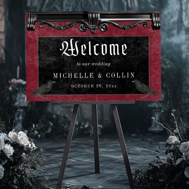 Gothic Black Ravens & Wine Welcome Wedding Foam Board (Creator Uploaded)