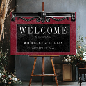 Gothic Black Ravens & Wine Welcome Wedding Foam Board