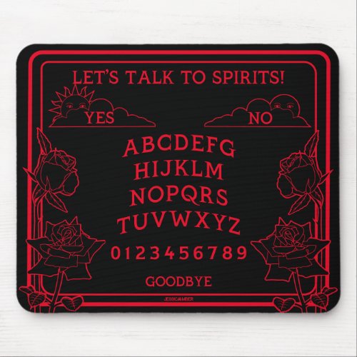 Gothic Black Red Alphabet Spirit Board Mouse Pad