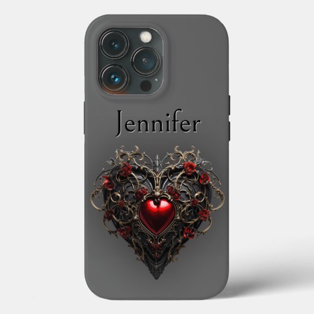 Gothic Black & Red Dark Heart Case-Mate iPhone Case (Back)