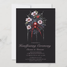 Gothic Black & Red Spider Floral Web Handfasting