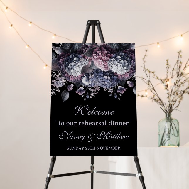 Gothic Black Rehearsal Dinner Welcome Sign (In Situ (Stand))