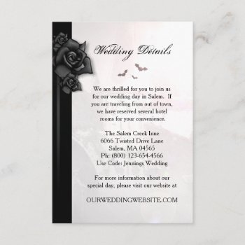 Gothic Black Rose Bats Matching Wedding Details Invitation by juliea2010 at Zazzle
