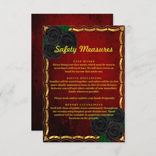 Gothic Black Rose Blood Red Wedding Safety Measure Enclosure Card