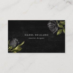 Gothic Black Rose Floral Business Card