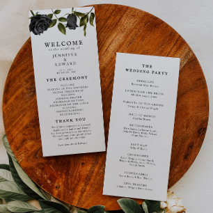 Gothic Black Rose Halloween Wedding Ceremony Program
