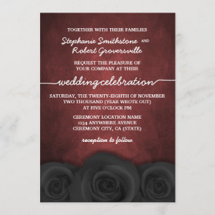 Gothic Black Rose Halloween Wedding Invitations