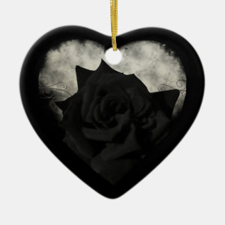 Gothic Black Rose Heart Ornament