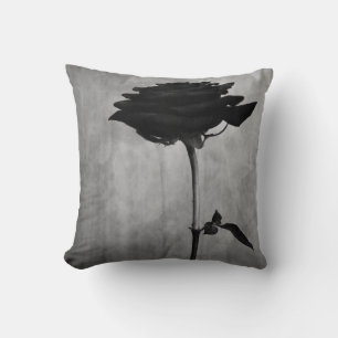 Gothic Black Rose Throw Pillow