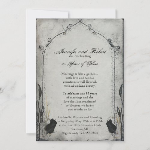 Gothic Black Rose Trellis Wedding Anniversary Invitation