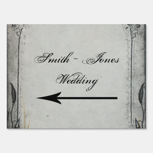 Gothic Black Rose Trellis Wedding Direction Sign
