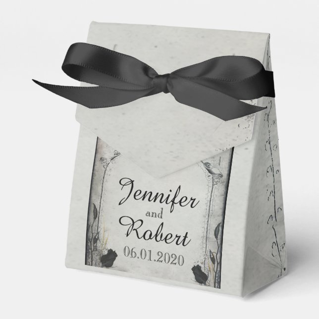 Gothic Black Rose Trellis Wedding Favor Box (Front Side)