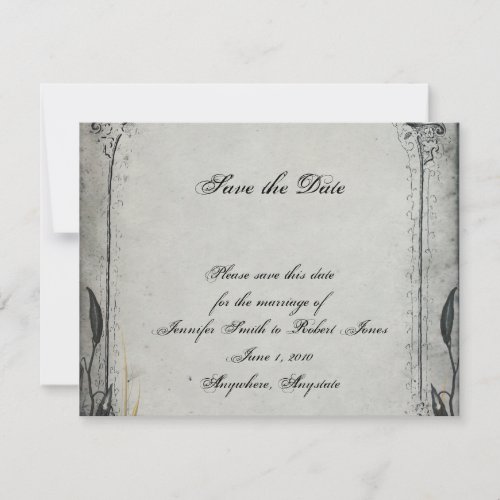 Gothic Black Rose Trellis Wedding Save the Date