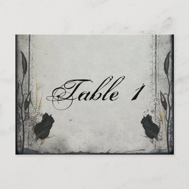 Gothic Black Rose Trellis Wedding Table Number (Front)