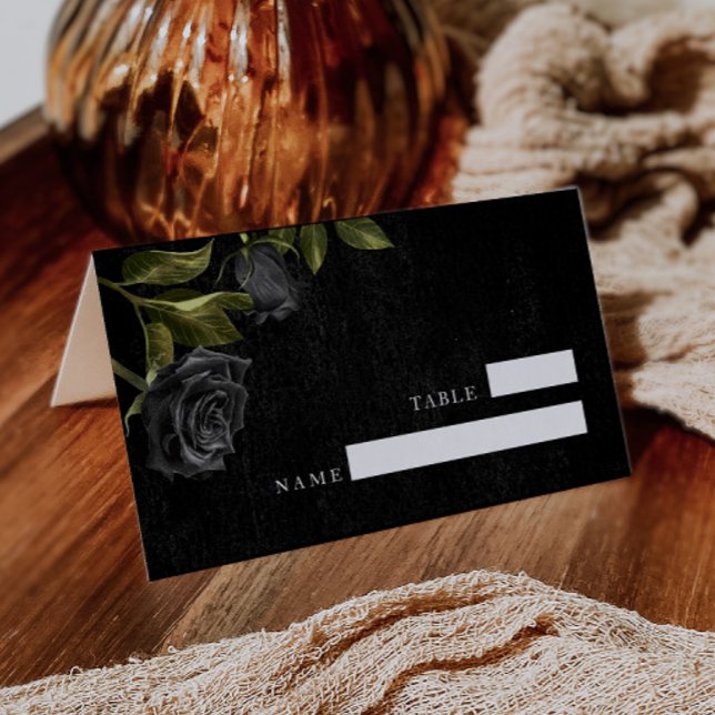 Gothic Black Rose Wedding Table Number Place Card (Creator Uploaded)