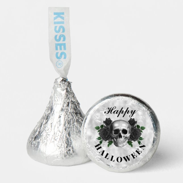 Gothic Black Roses And Skull Happy Halloween Hershey®'s Kisses® (Front)
