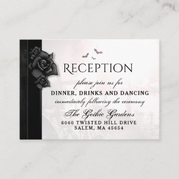 Gothic Black Roses Bats Reception Cards 3.5 X 2.5 by juliea2010 at Zazzle