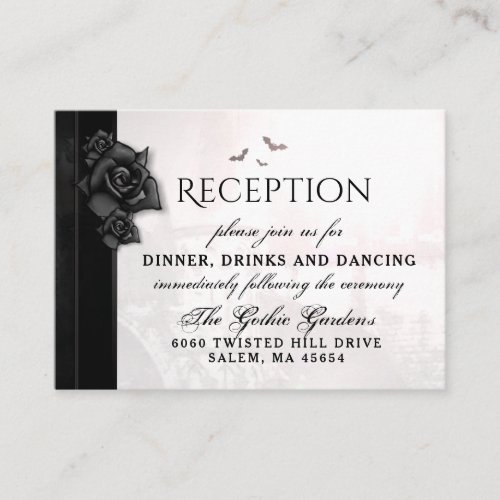 Gothic Black Roses Bats Reception Cards 35 x 25